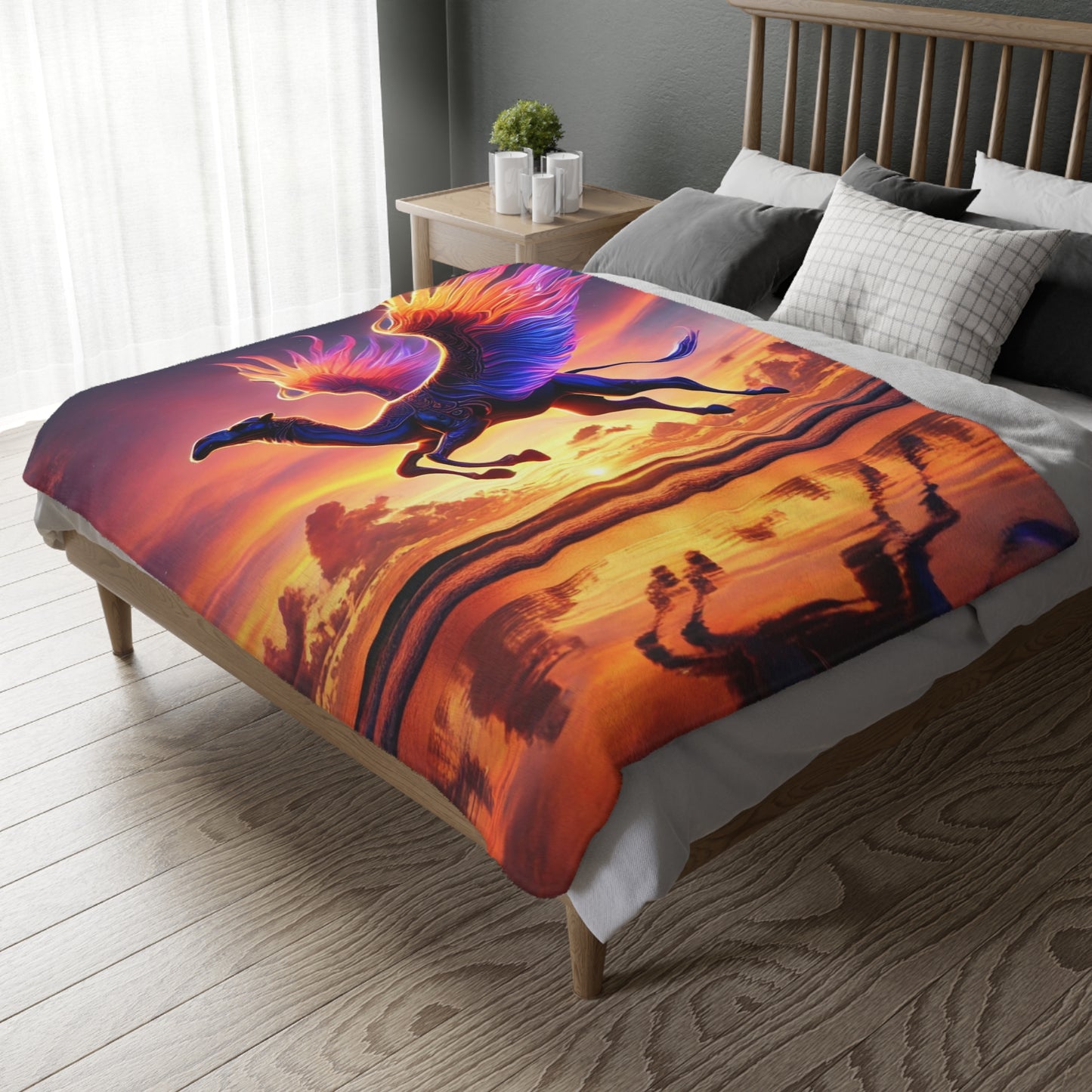 Flying Camel Velveteen Plush Blanket | Cozy Lap Quilt & Soft Bedding | Winter Home Decor | Gift for Nature Lovers