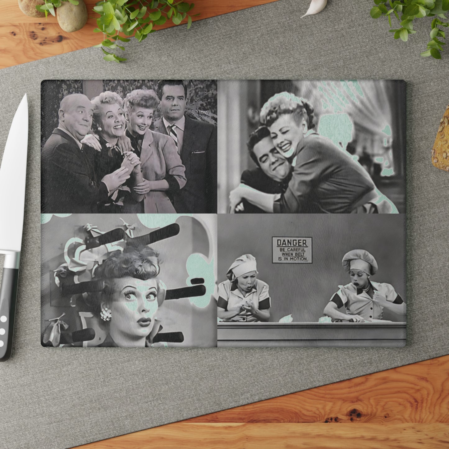I Love Lucy Glass Cutting Board – Durable, Non-Slip, Easy-to-Clean Kitchen Prep Utensil for Chopping, Cooking, Food and Meal Prep