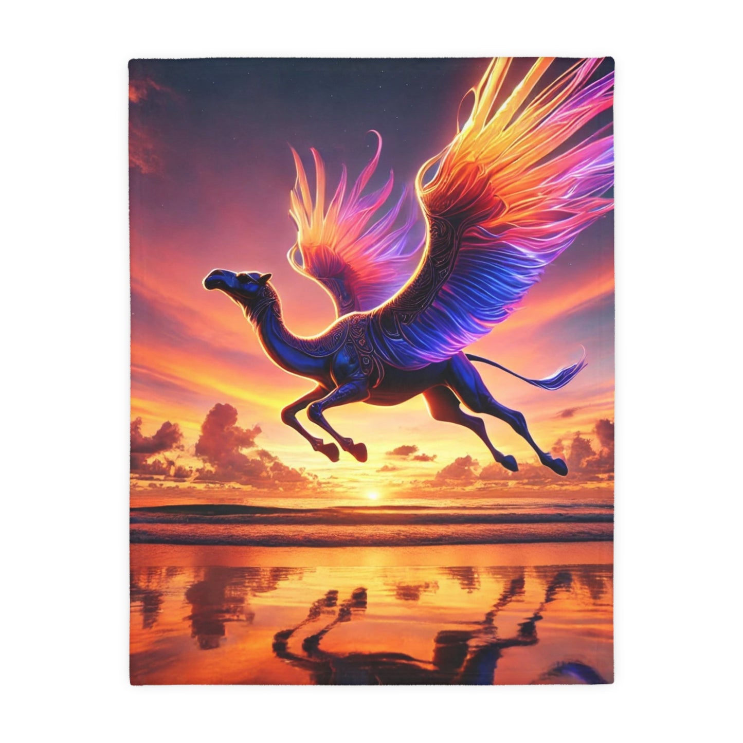Flying Camel Velveteen Plush Blanket | Cozy Lap Quilt & Soft Bedding | Winter Home Decor | Gift for Nature Lovers