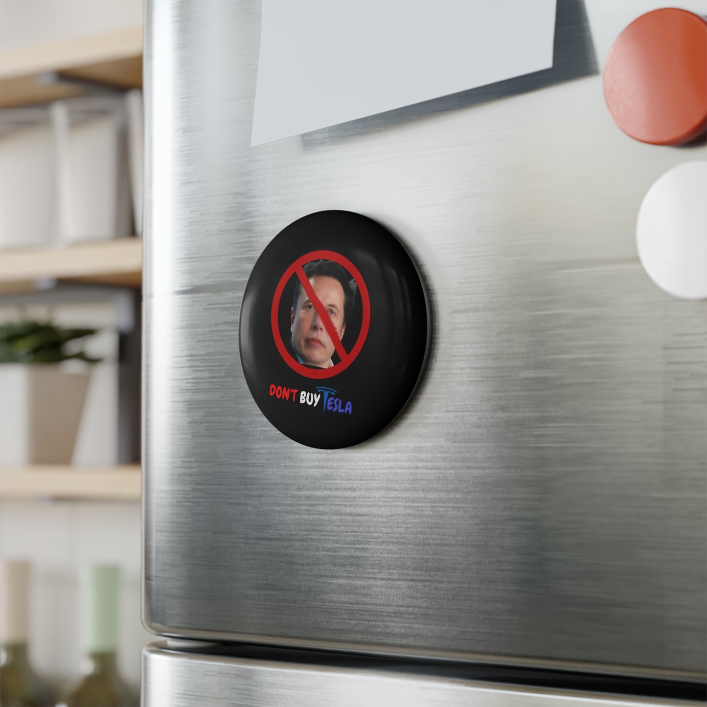 Anti Tesla Magnet - 'Don't Buy Tesla' | Political Decor - Perfect for Fridges, Offices | Anti Elon Musk Accessories |