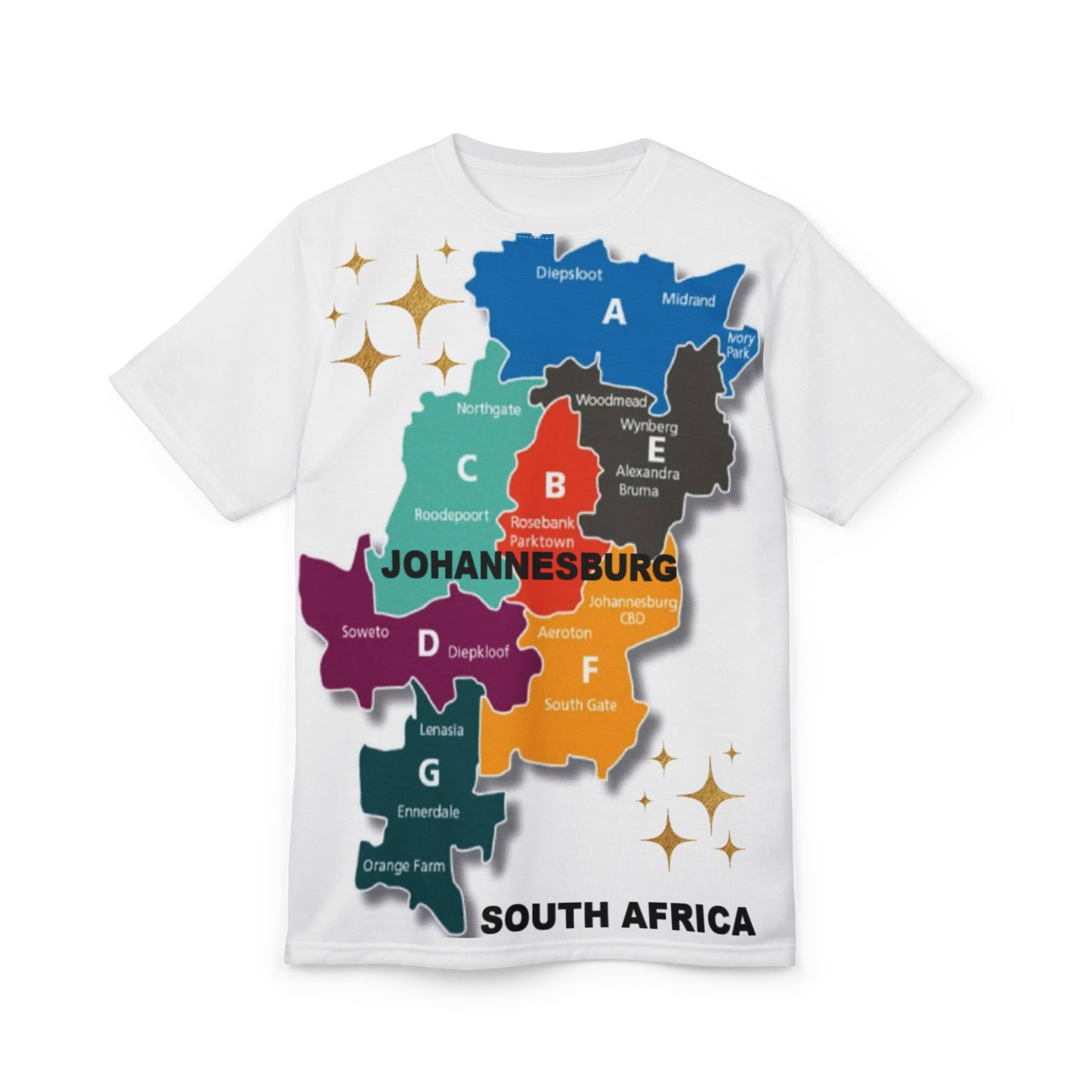Johannesburg Map Tee | South Africa T-Shirt | Travel Souvenir | Gift for Travelers | Colorful City Map Apparel | Unique Statement Top