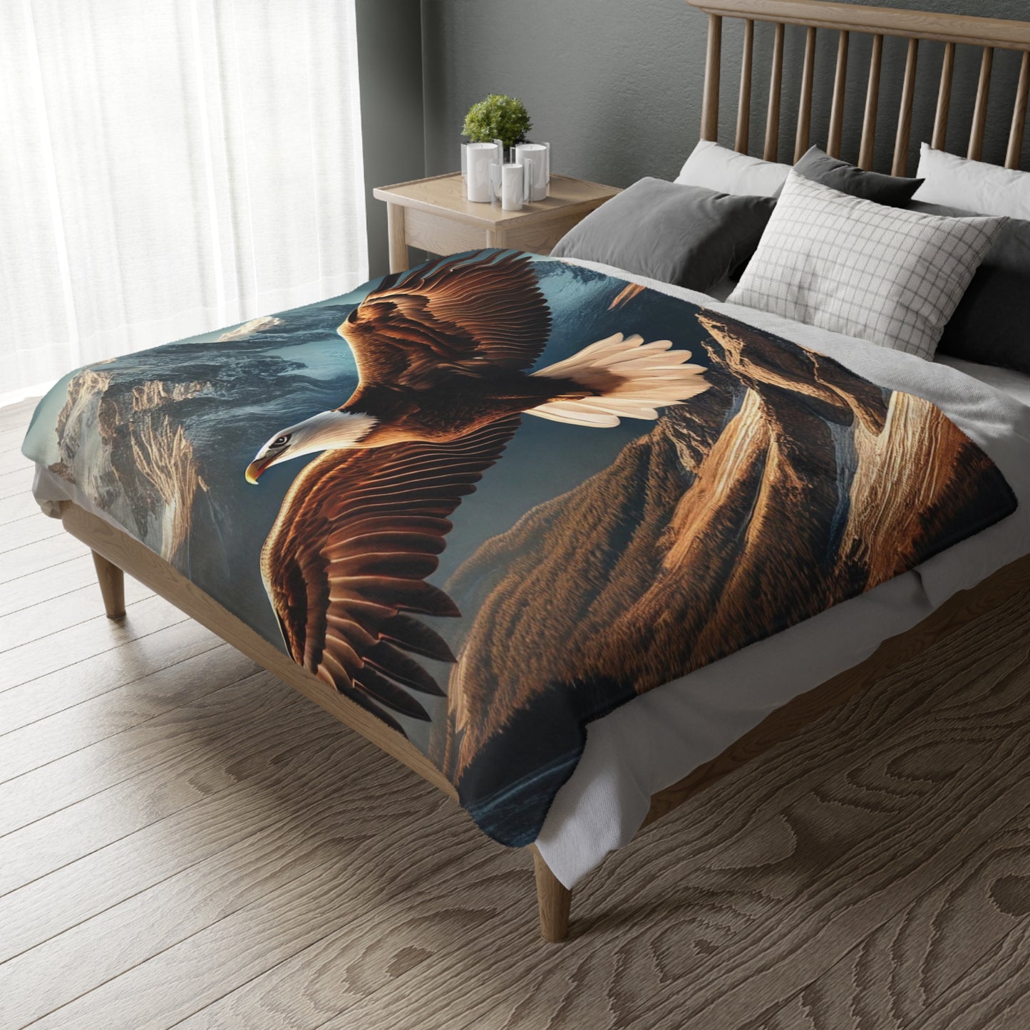Bald Eagle Velveteen Plush Blanket | Cozy Lap Quilt & Soft Bedding | Winter Home Decor | Gift for Nature Lovers