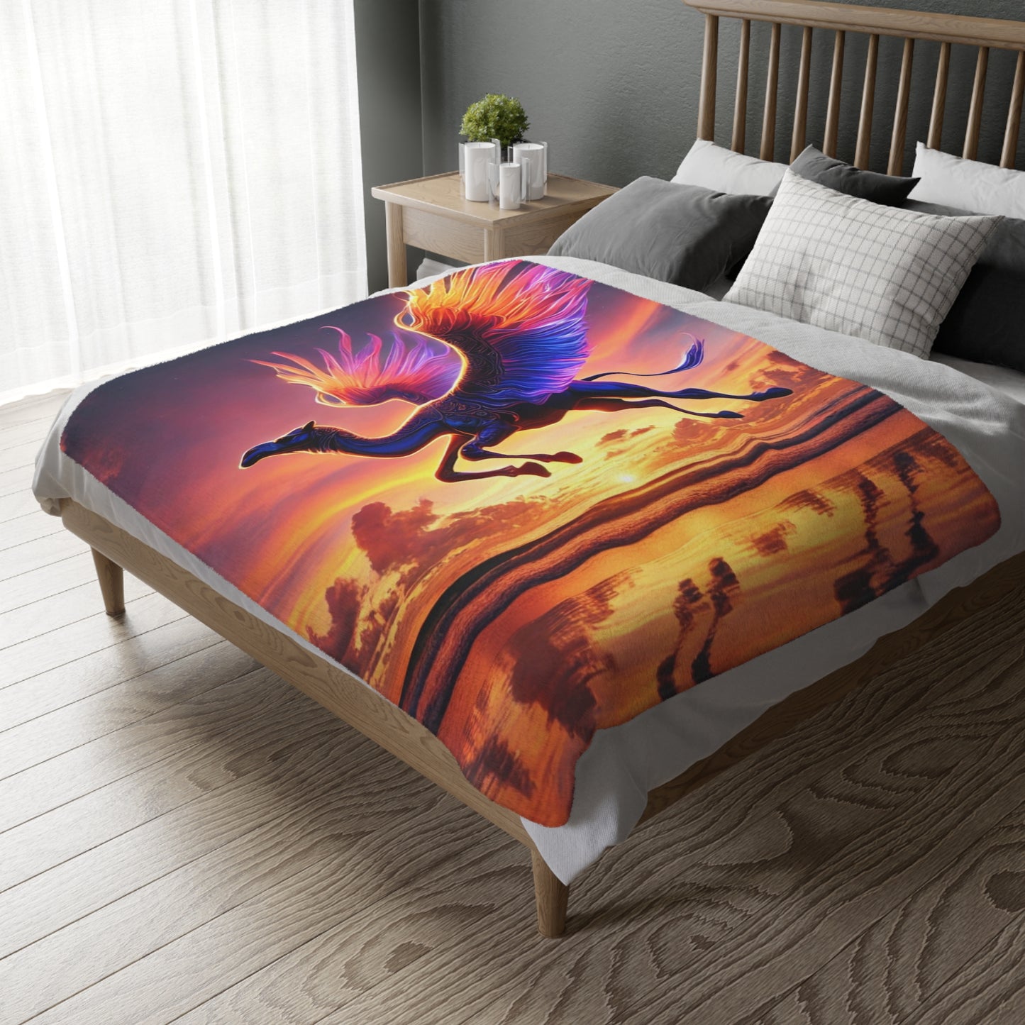 Flying Camel Velveteen Plush Blanket | Cozy Lap Quilt & Soft Bedding | Winter Home Decor | Gift for Nature Lovers