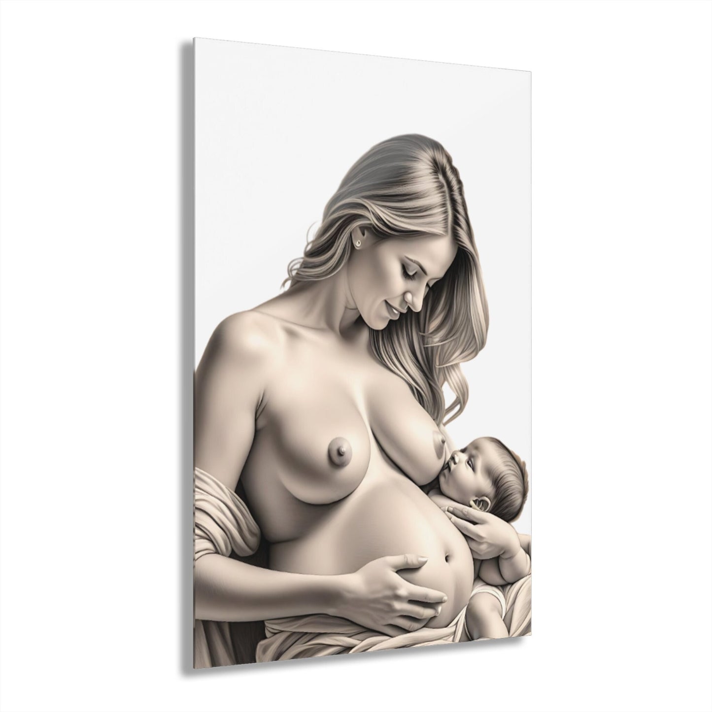 Acrylic Pregnancy Portrait | Custom Family Portrait | Baby & Maternity Art | Acrylic Wall Print Gift for New Moms