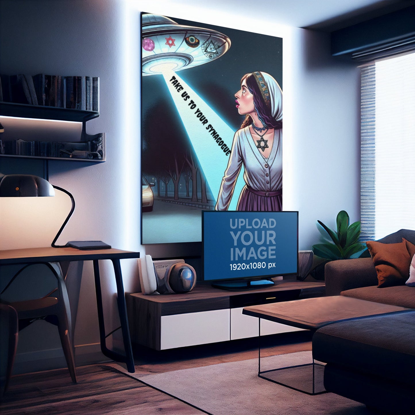 Acrylic Prints of a Jewish Woman in a UFO, Acrylic Prints, Jewish Prints, Jewish Photos