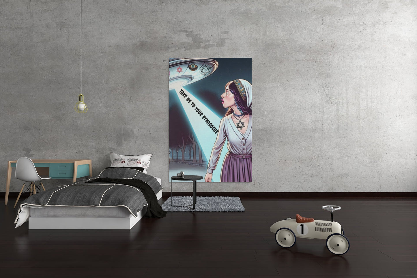 Acrylic Prints of a Jewish Woman in a UFO, Acrylic Prints, Jewish Prints, Jewish Photos