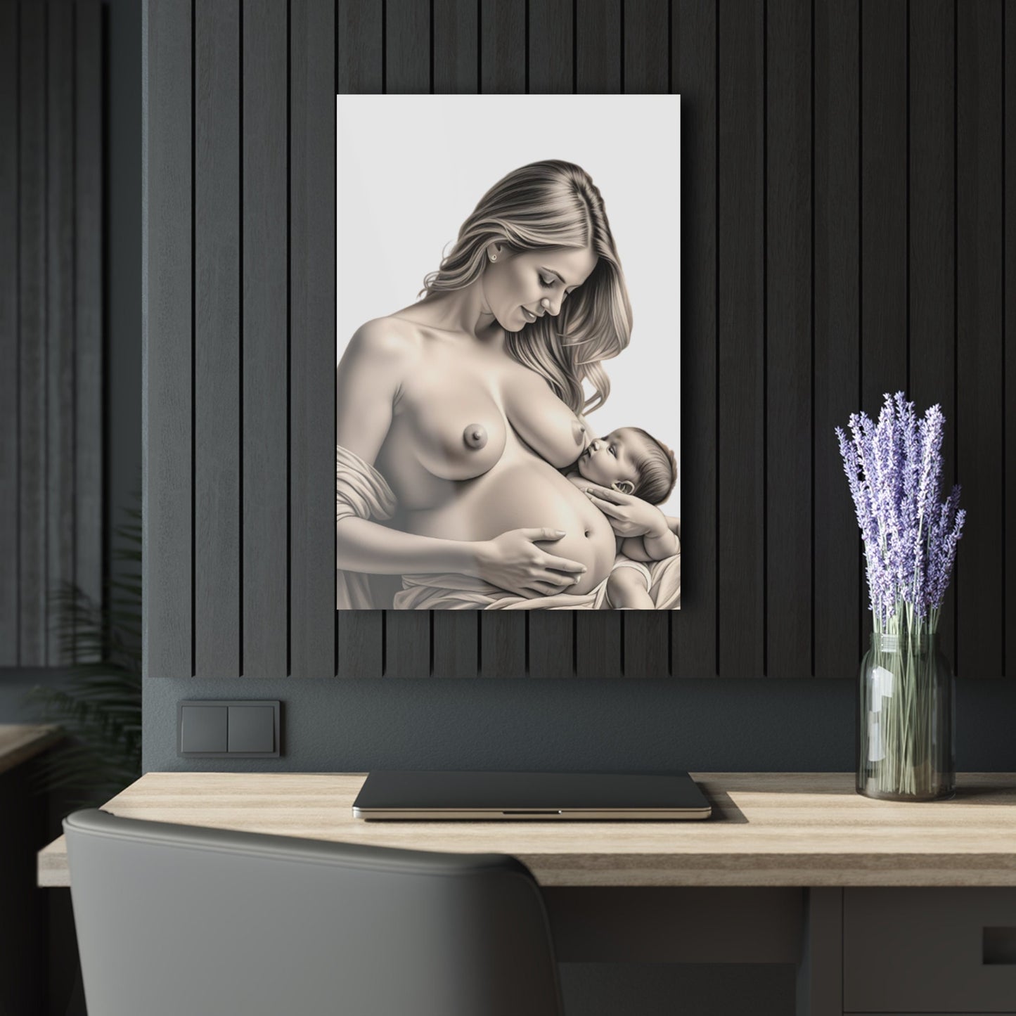 Acrylic Pregnancy Portrait | Custom Family Portrait | Baby & Maternity Art | Acrylic Wall Print Gift for New Moms