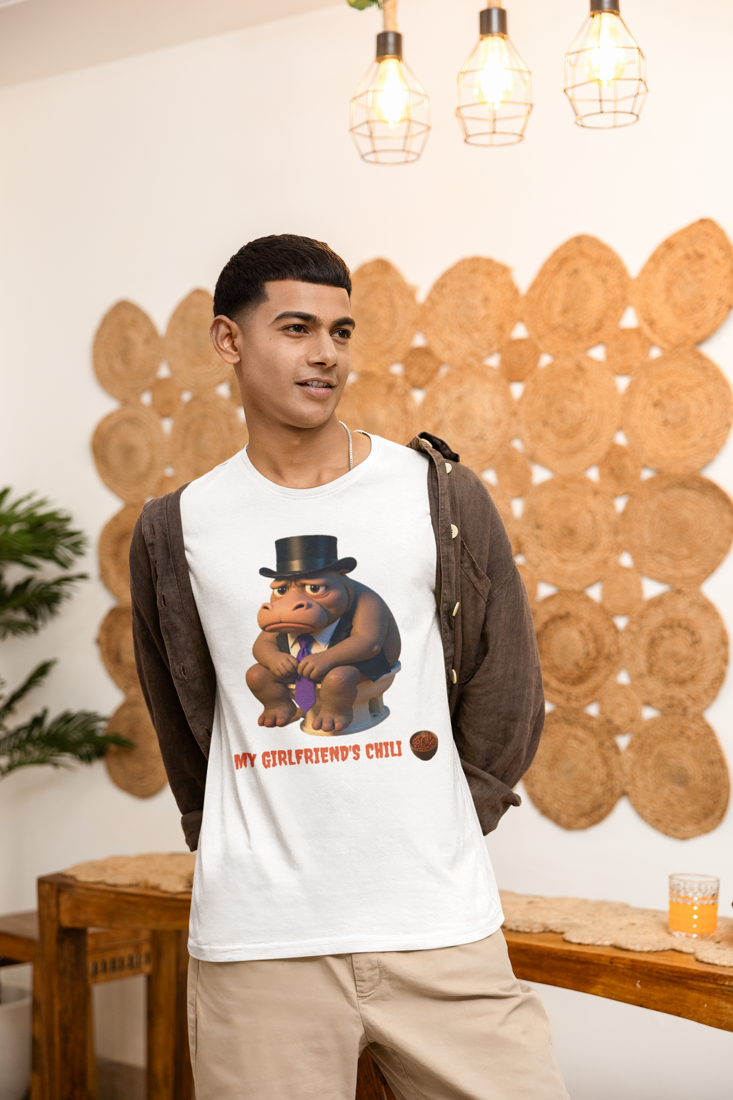 Funny Unisex Jersey T-Shirt: My Girlfriend's Chili Shirt, Humor Tee, Gift for Friends, Birthday Present, Casual Wear