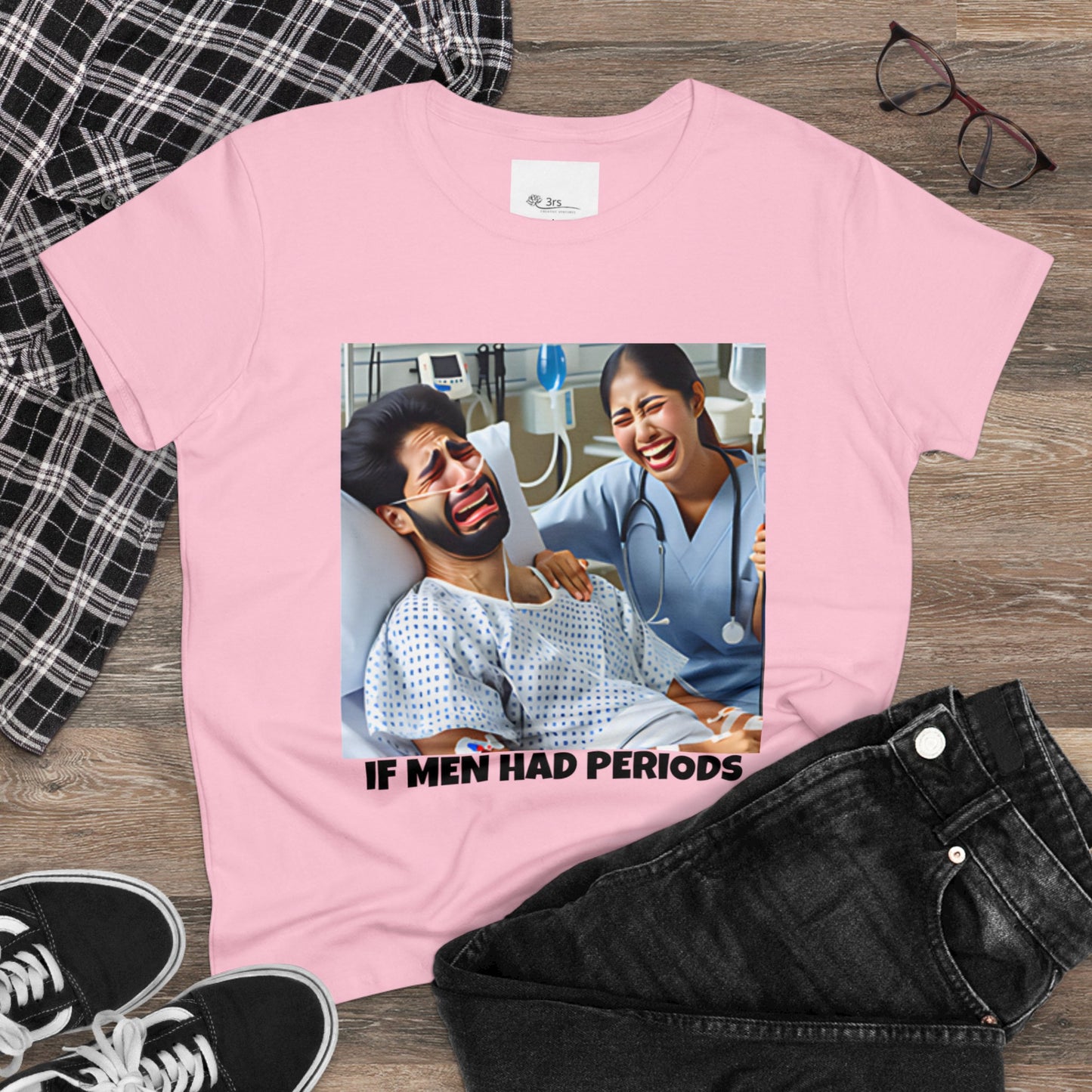 If Men Had Periods T-Shirt | Custom Cotton Slim Fit Tee for Women | Trendy Personalized Short Sleeve Shirt