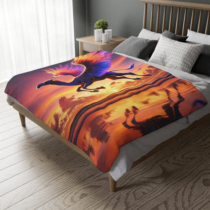 Flying Camel Velveteen Plush Blanket | Cozy Lap Quilt & Soft Bedding | Winter Home Decor | Gift for Nature Lovers