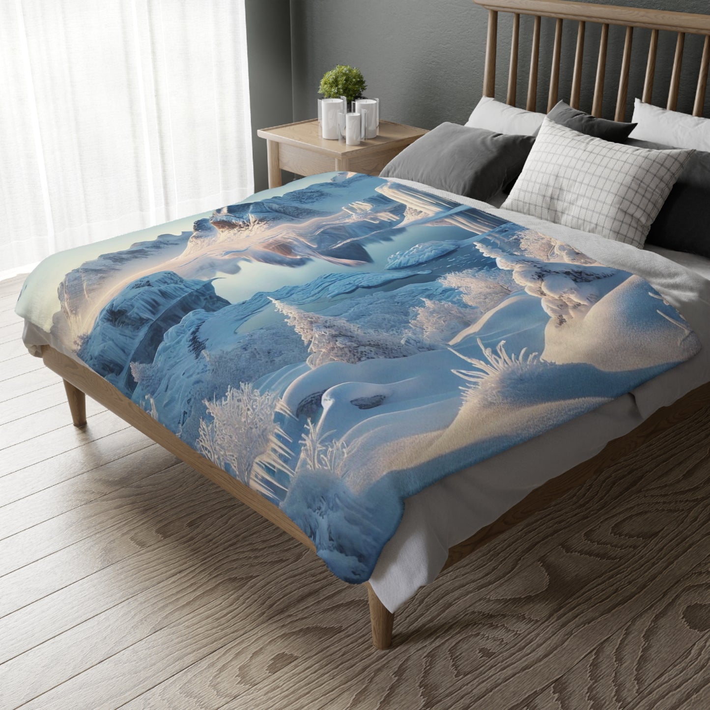 Winter Wonderland Velveteen Plush Blanket | Cozy Lap Quilt & Soft Bedding | Winter Home Decor | Gift for Nature Lovers