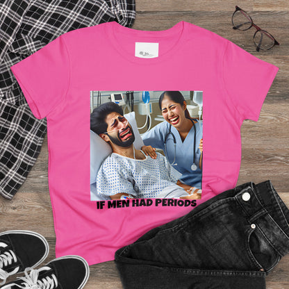 If Men Had Periods T-Shirt | Custom Cotton Slim Fit Tee for Women | Trendy Personalized Short Sleeve Shirt