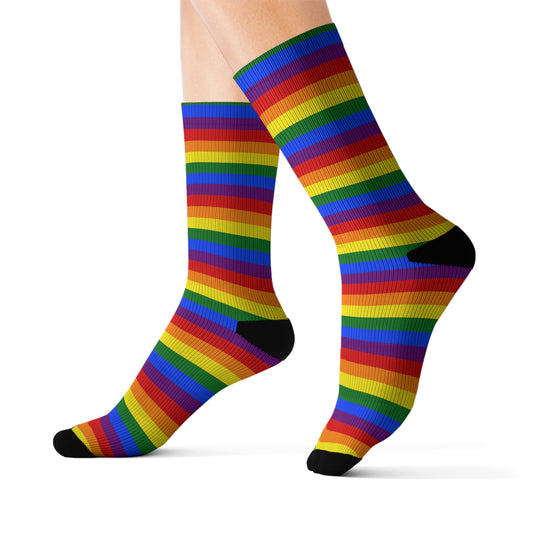 Rainbow LGBTQ Festival Socks | Colorful Striped Trainer Socks | Cute Fun Socks for Women
