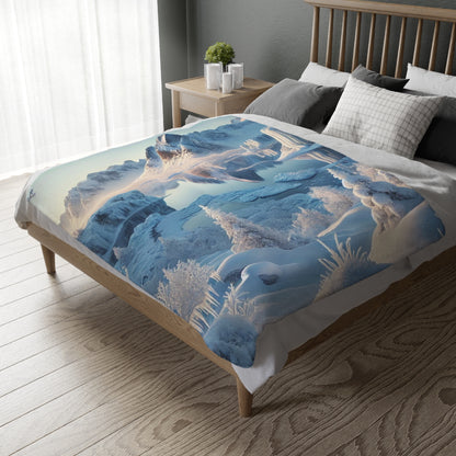 Winter Wonderland Velveteen Plush Blanket | Cozy Lap Quilt & Soft Bedding | Winter Home Decor | Gift for Nature Lovers