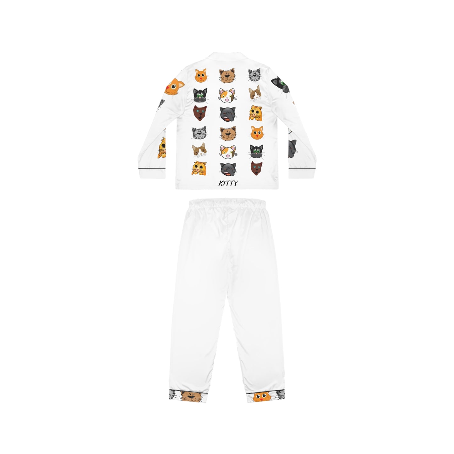 Women's Satin Pajama Set for Cat Lovers – Luxury Silky Sleepwear, Elegant Nightwear, Gift for Her