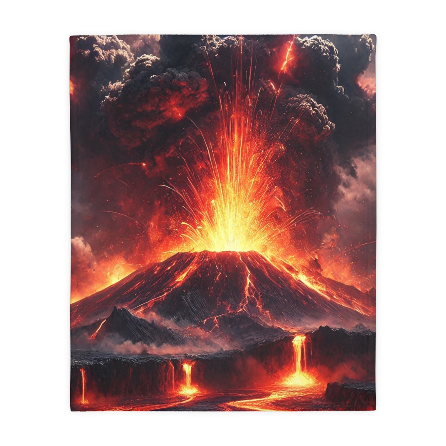 Volcano Velveteen Plush Blanket | Cozy Lap Quilt & Soft Bedding | Winter Home Decor | Gift for Nature Lovers