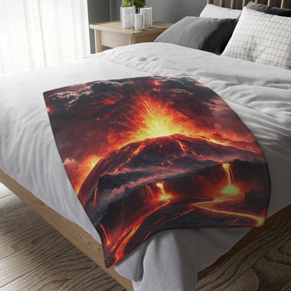 Volcano Velveteen Plush Blanket | Cozy Lap Quilt & Soft Bedding | Winter Home Decor | Gift for Nature Lovers