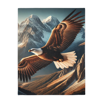 Bald Eagle Velveteen Plush Blanket | Cozy Lap Quilt & Soft Bedding | Winter Home Decor | Gift for Nature Lovers