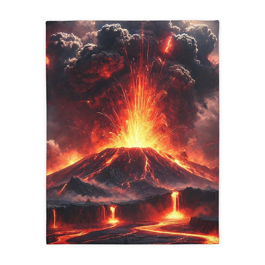 Volcano Velveteen Plush Blanket | Cozy Lap Quilt & Soft Bedding | Winter Home Decor | Gift for Nature Lovers