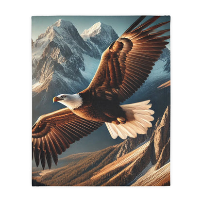 Bald Eagle Velveteen Plush Blanket | Cozy Lap Quilt & Soft Bedding | Winter Home Decor | Gift for Nature Lovers