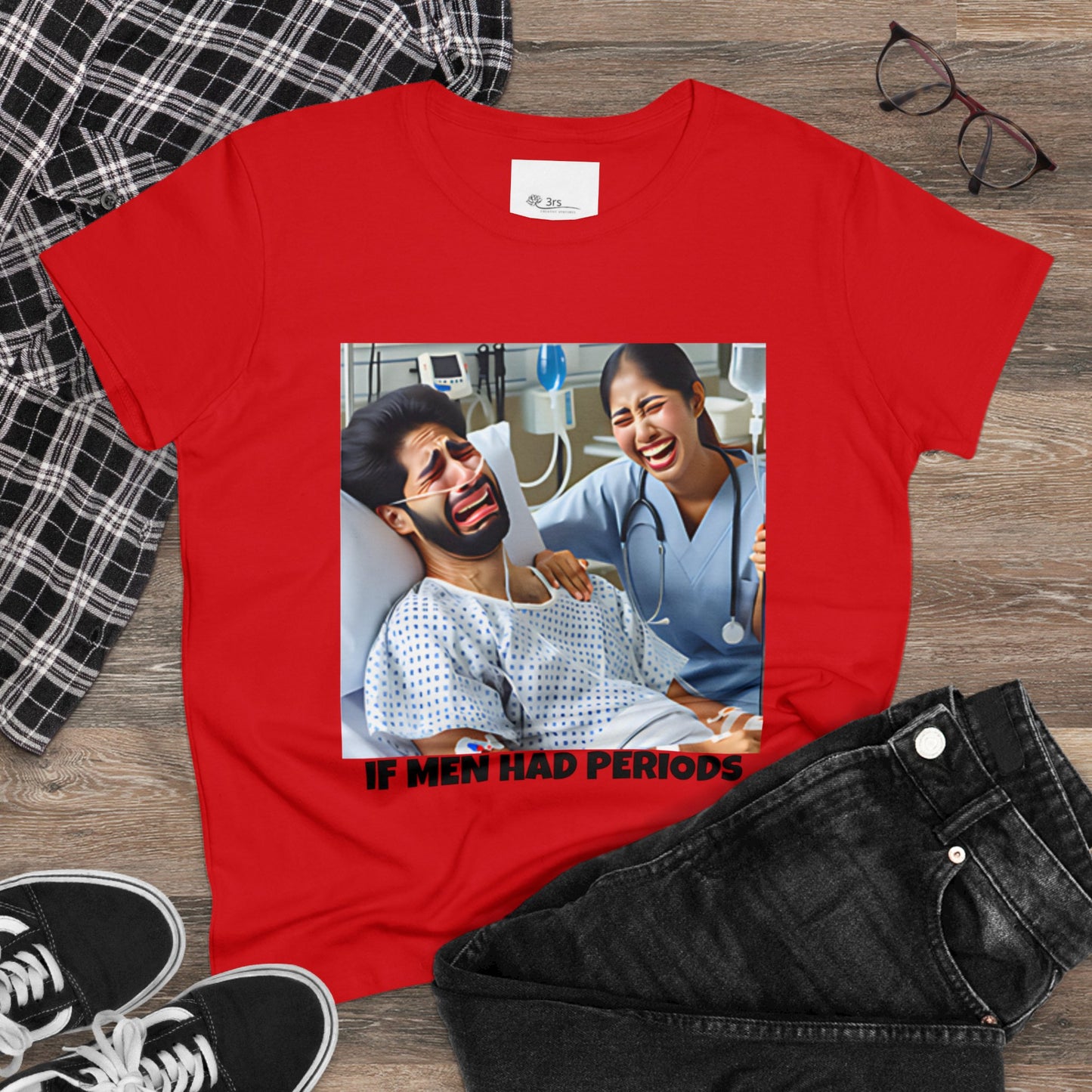 If Men Had Periods T-Shirt | Custom Cotton Slim Fit Tee for Women | Trendy Personalized Short Sleeve Shirt