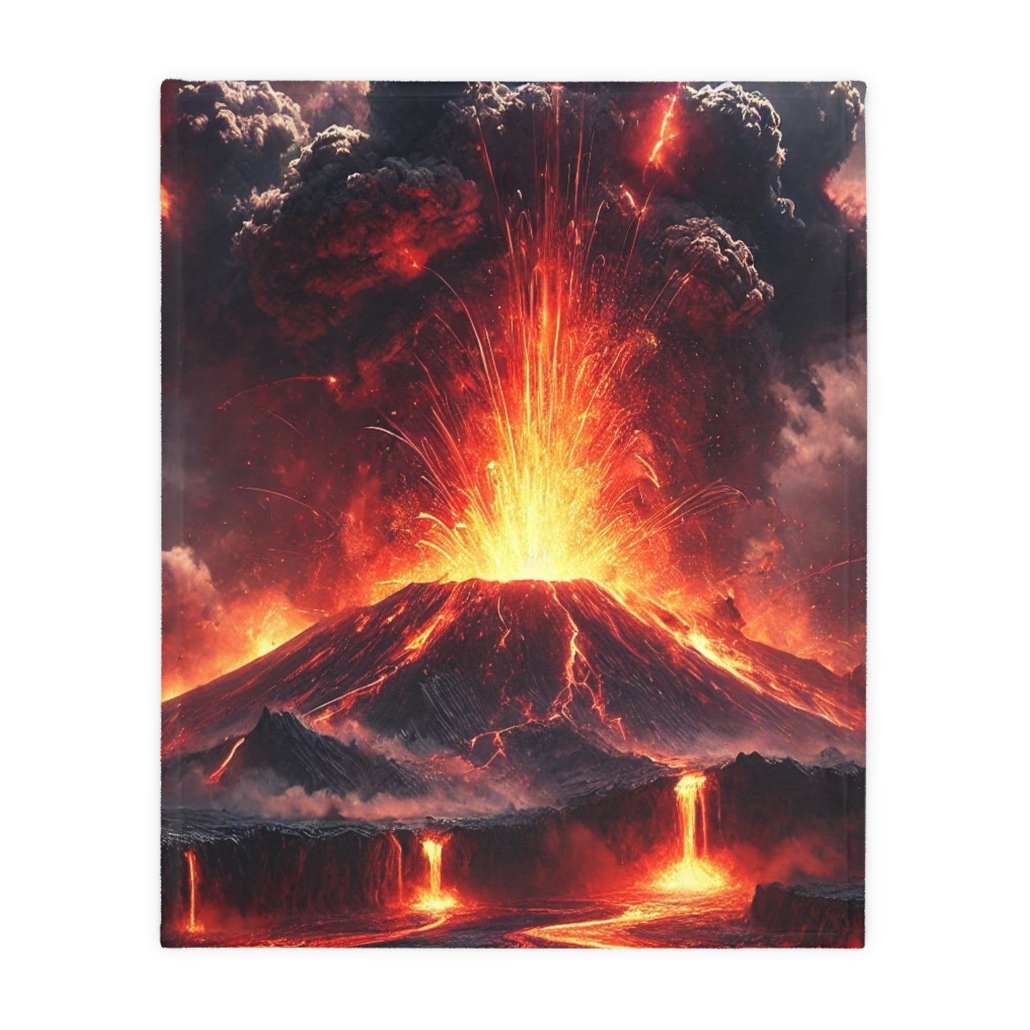 Volcano Velveteen Plush Blanket | Cozy Lap Quilt & Soft Bedding | Winter Home Decor | Gift for Nature Lovers