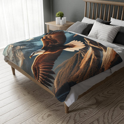 Bald Eagle Velveteen Plush Blanket | Cozy Lap Quilt & Soft Bedding | Winter Home Decor | Gift for Nature Lovers