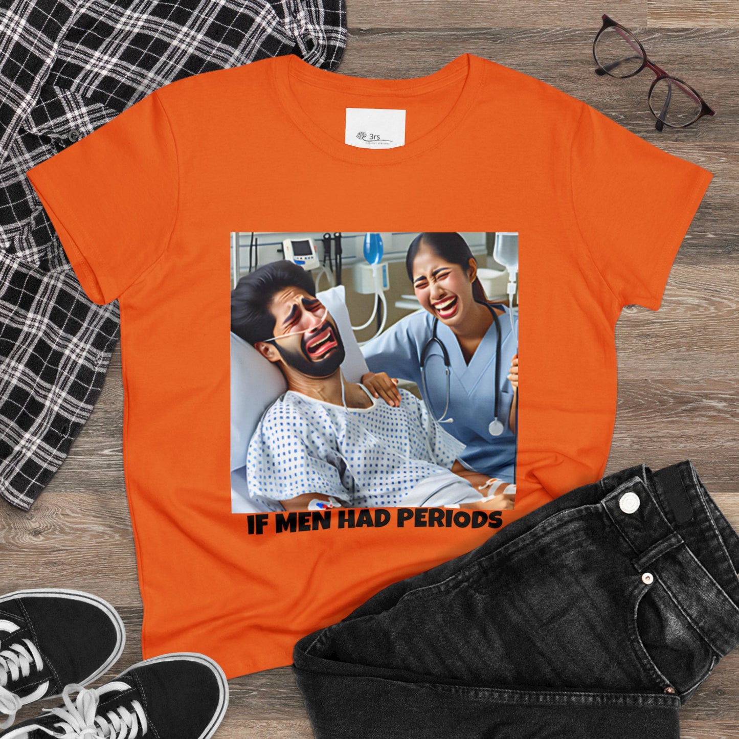 If Men Had Periods T-Shirt | Custom Cotton Slim Fit Tee for Women | Trendy Personalized Short Sleeve Shirt