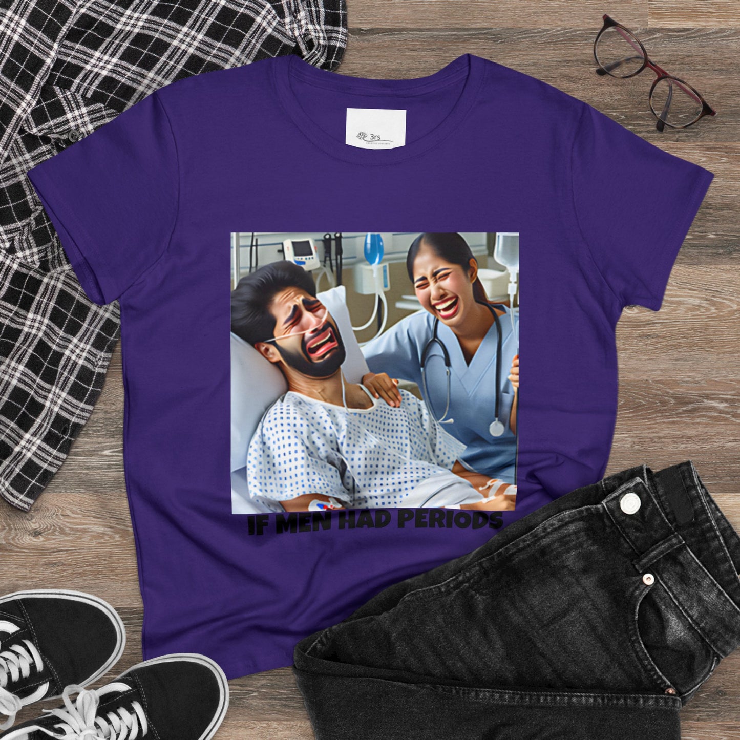 If Men Had Periods T-Shirt | Custom Cotton Slim Fit Tee for Women | Trendy Personalized Short Sleeve Shirt