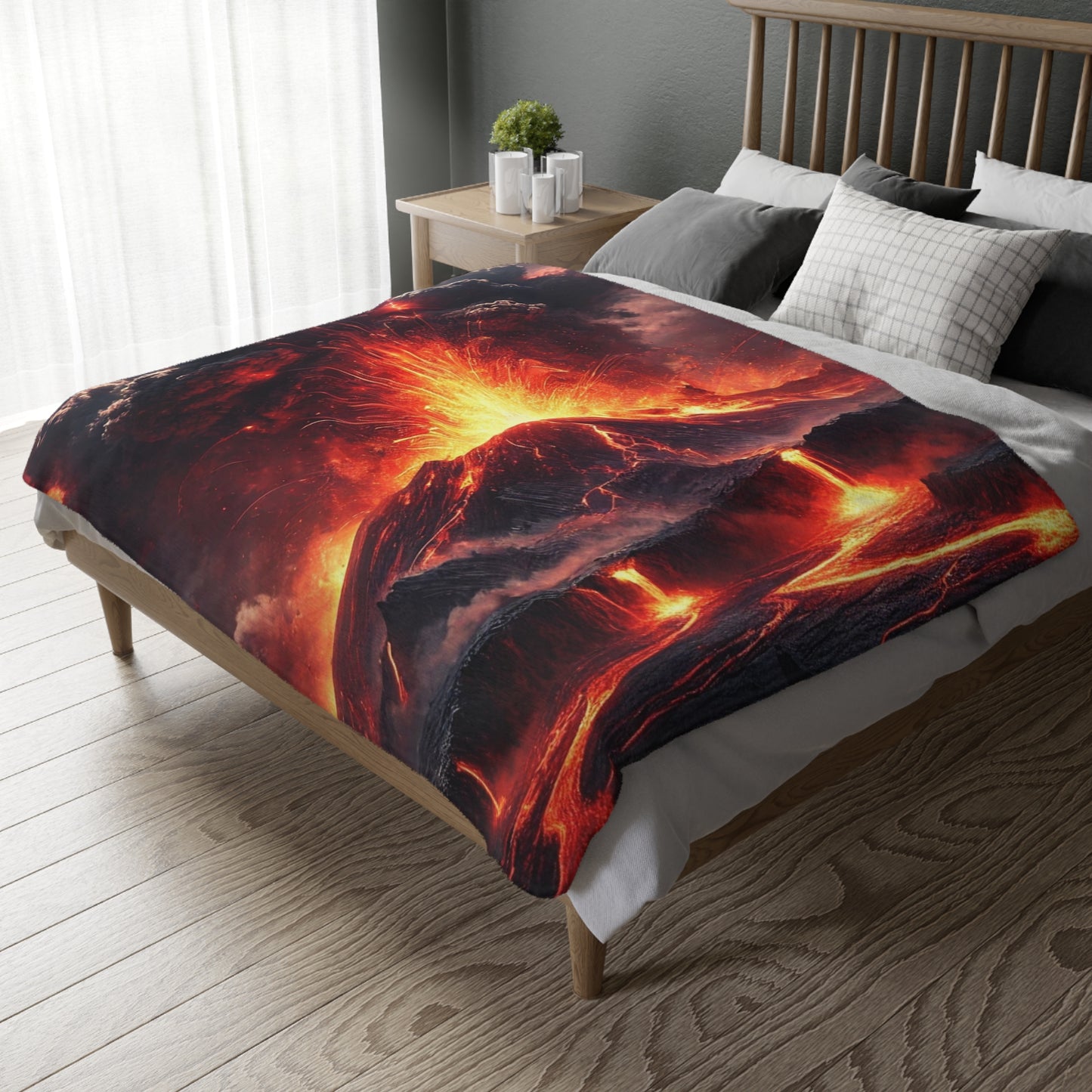 Volcano Velveteen Plush Blanket | Cozy Lap Quilt & Soft Bedding | Winter Home Decor | Gift for Nature Lovers