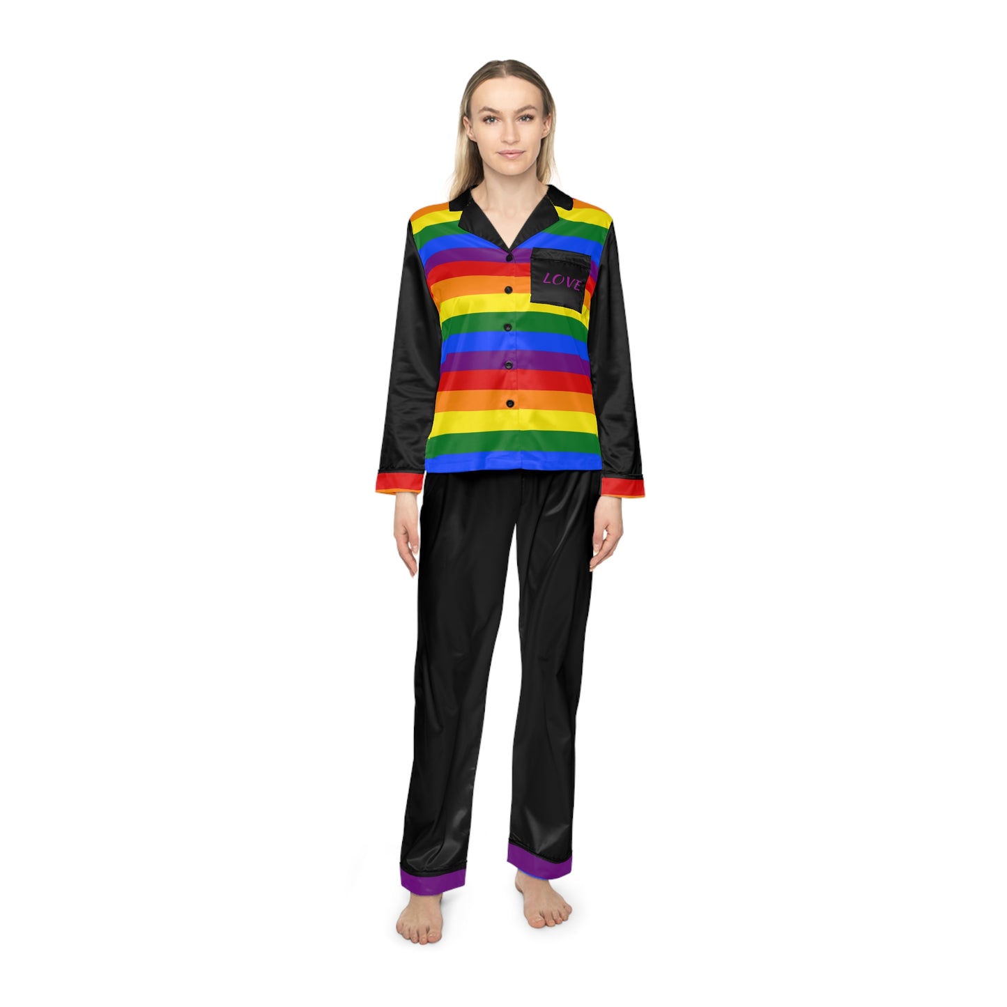 Women's Satin Pajama Set – Luxury Silky LGBTQ Sleepwear, Elegant Nightwear, Gift for Her