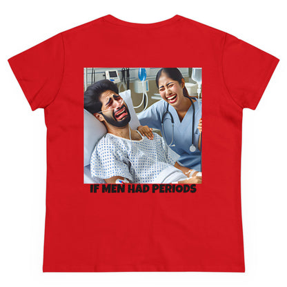 If Men Had Periods T-Shirt | Custom Cotton Slim Fit Tee for Women | Trendy Personalized Short Sleeve Shirt