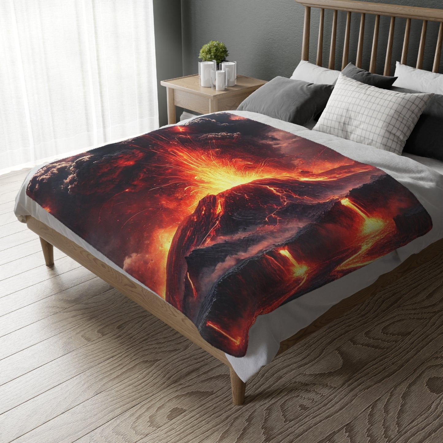 Volcano Velveteen Plush Blanket | Cozy Lap Quilt & Soft Bedding | Winter Home Decor | Gift for Nature Lovers