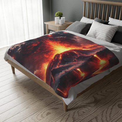Volcano Velveteen Plush Blanket | Cozy Lap Quilt & Soft Bedding | Winter Home Decor | Gift for Nature Lovers