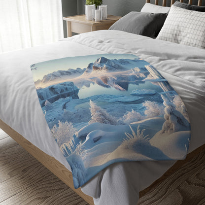 Winter Wonderland Velveteen Plush Blanket | Cozy Lap Quilt & Soft Bedding | Winter Home Decor | Gift for Nature Lovers
