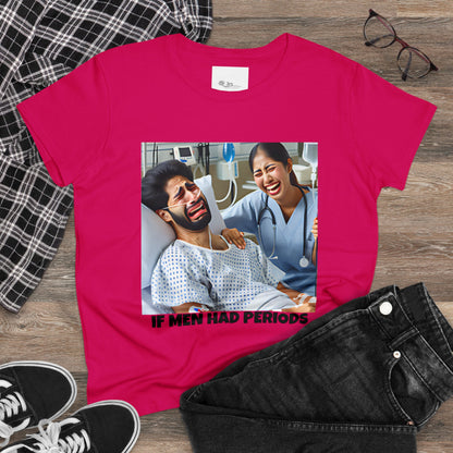 If Men Had Periods T-Shirt | Custom Cotton Slim Fit Tee for Women | Trendy Personalized Short Sleeve Shirt
