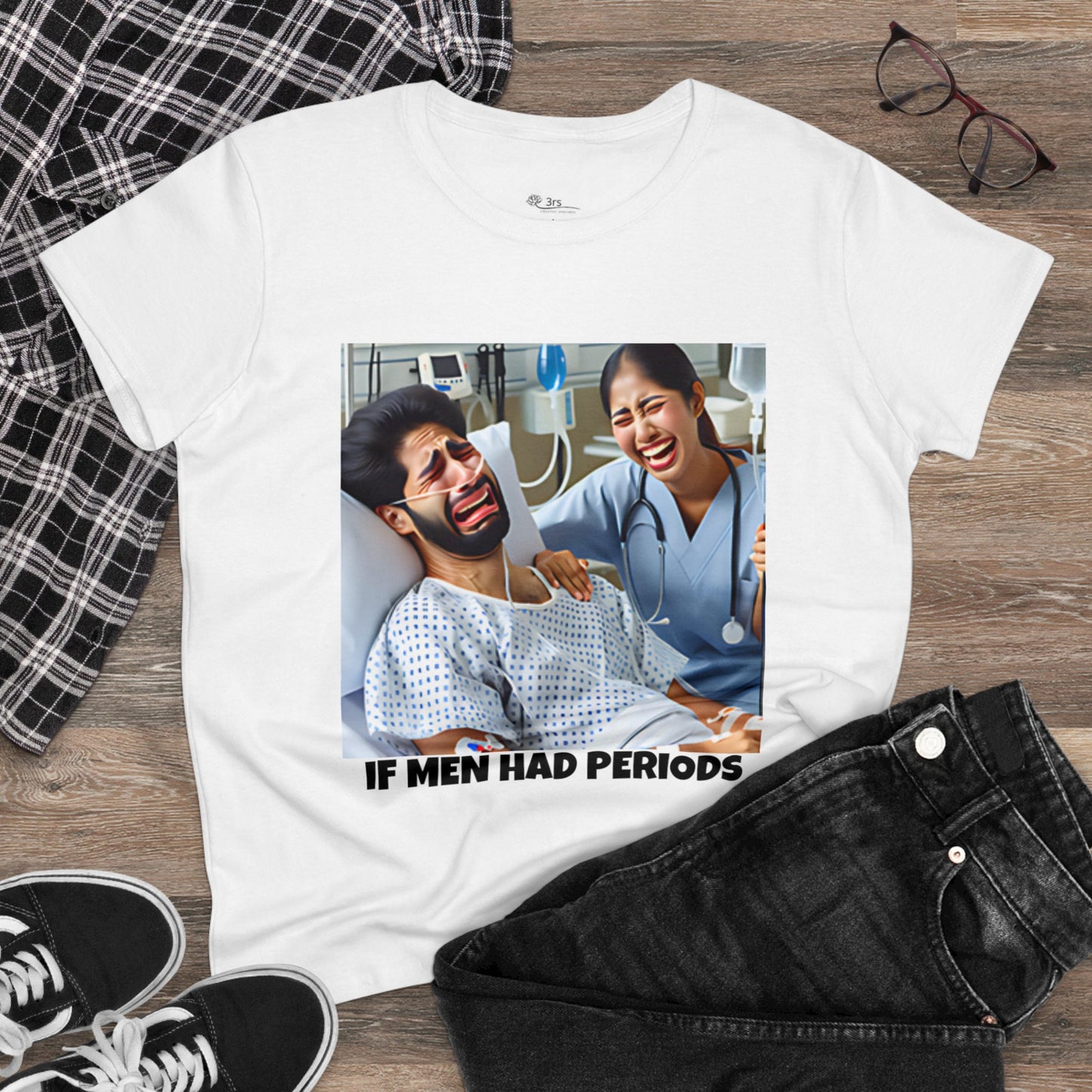 If Men Had Periods T-Shirt | Custom Cotton Slim Fit Tee for Women | Trendy Personalized Short Sleeve Shirt
