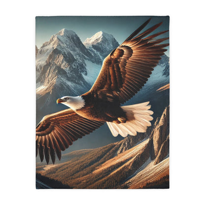 Bald Eagle Velveteen Plush Blanket | Cozy Lap Quilt & Soft Bedding | Winter Home Decor | Gift for Nature Lovers
