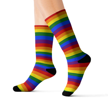 Rainbow LGBTQ Festival Socks | Colorful Striped Trainer Socks | Cute Fun Socks for Women