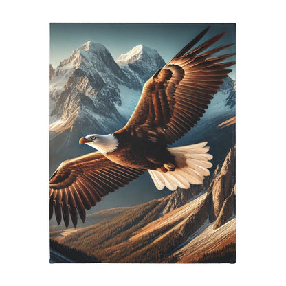 Bald Eagle Velveteen Plush Blanket | Cozy Lap Quilt & Soft Bedding | Winter Home Decor | Gift for Nature Lovers