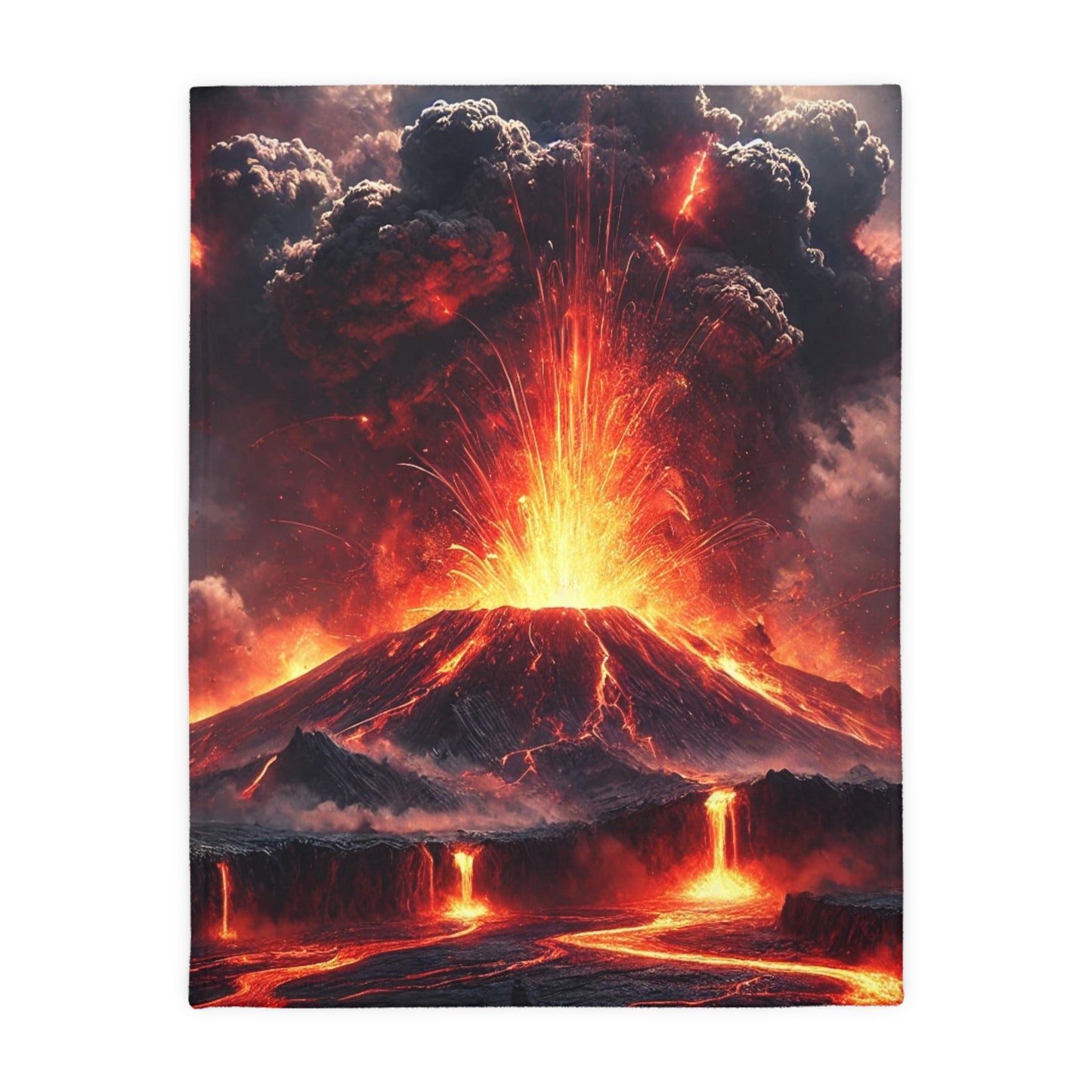 Volcano Velveteen Plush Blanket | Cozy Lap Quilt & Soft Bedding | Winter Home Decor | Gift for Nature Lovers