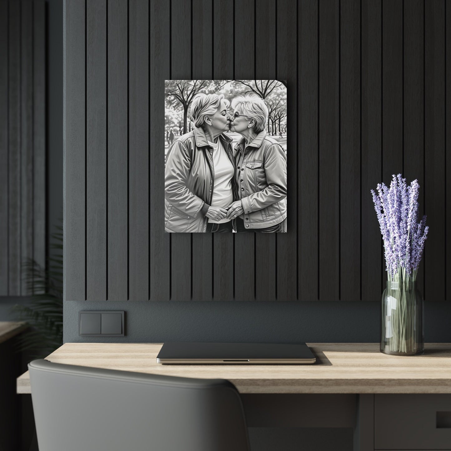Celebrate Love: Acrylic Print of Life-long partners | Lesbian Acrylic Wall Art | Lovers Portraits | Couples Art | LGBTQ+ Wall Decor |