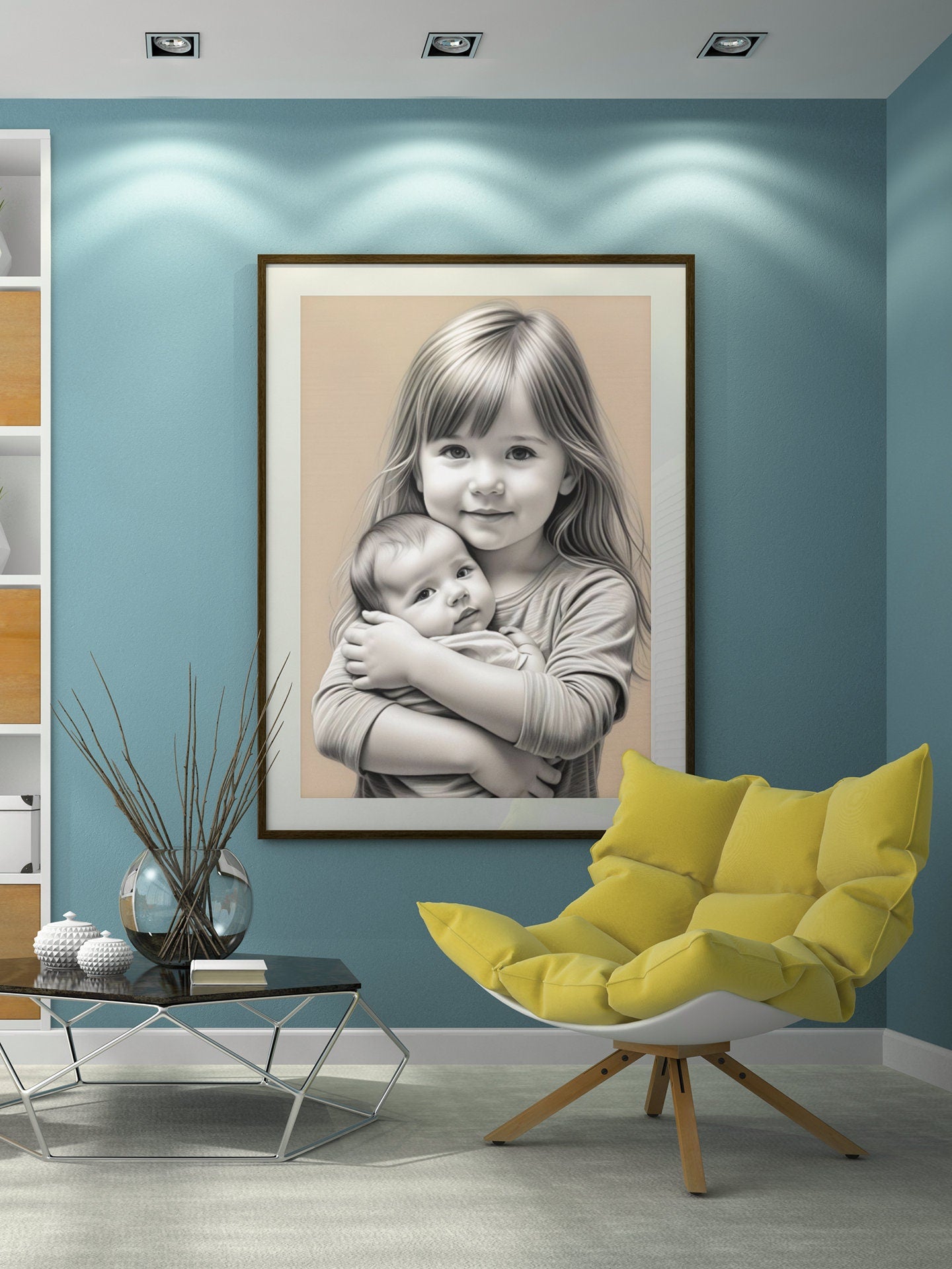 Big Sister and Baby Sister Acrylic Print | Family Wall Art | Sisterhood Decor | Sentimental Artwork for Kids’ Room | Gift for Sisters