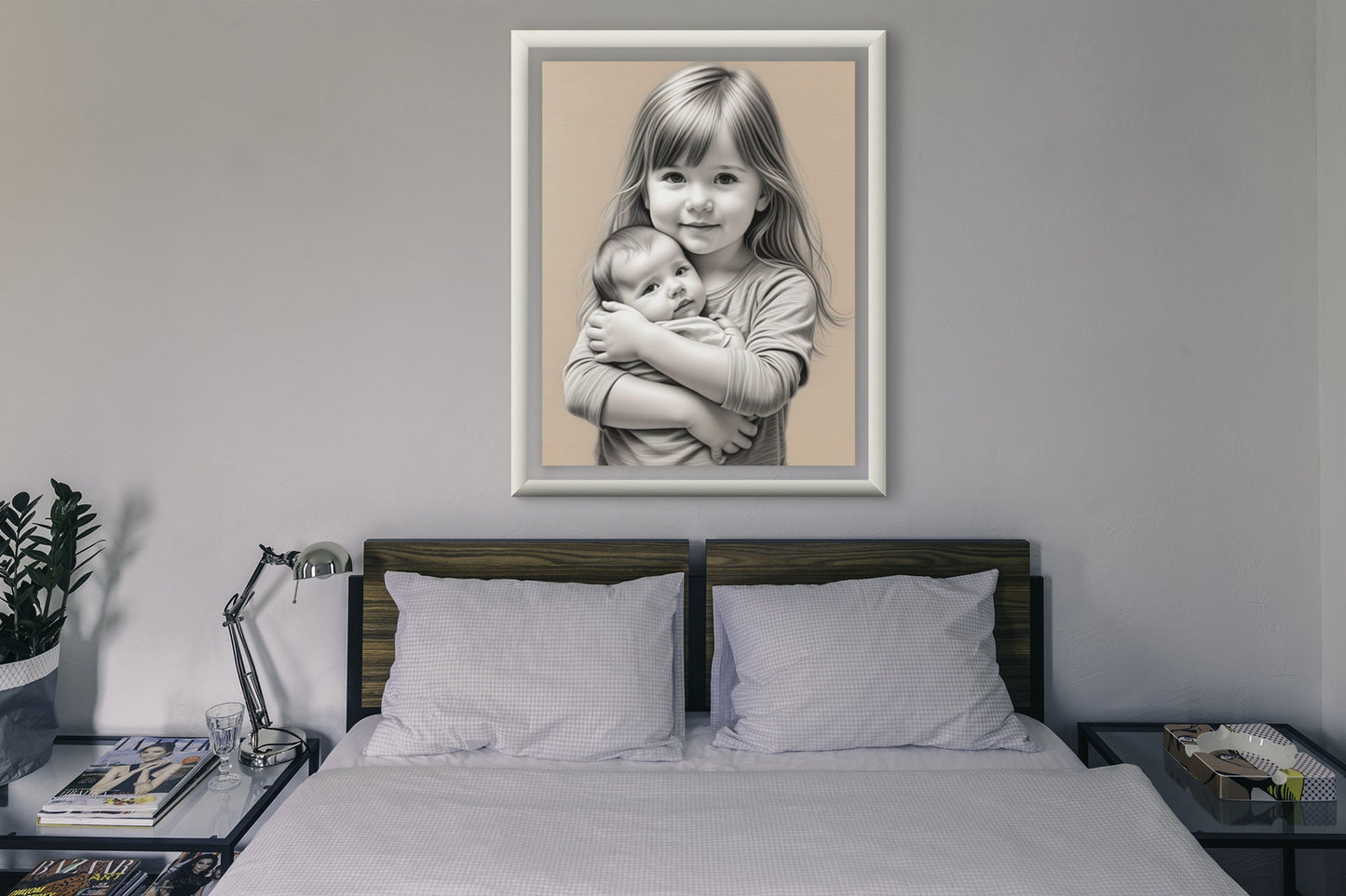 Big Sister and Baby Sister Acrylic Print | Family Wall Art | Sisterhood Decor | Sentimental Artwork for Kids’ Room | Gift for Sisters