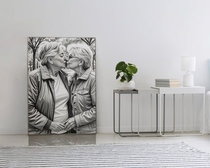 Celebrate Love: Acrylic Print of Life-long partners | Lesbian Acrylic Wall Art | Lovers Portraits | Couples Art | LGBTQ+ Wall Decor |