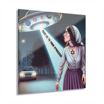 Acrylic Prints of a Jewish Woman in a UFO, Acrylic Prints, Jewish Prints, Jewish Photos