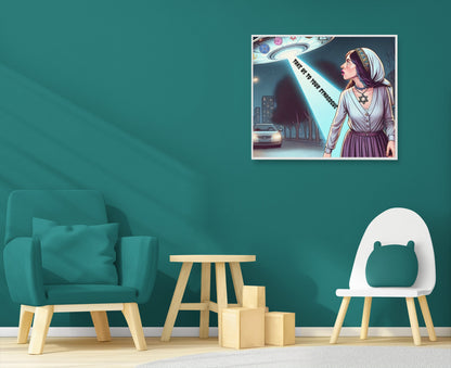 Acrylic Prints of a Jewish Woman in a UFO, Acrylic Prints, Jewish Prints, Jewish Photos