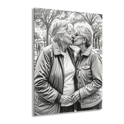 Celebrate Love: Acrylic Print of Life-long partners | Lesbian Acrylic Wall Art | Lovers Portraits | Couples Art | LGBTQ+ Wall Decor |
