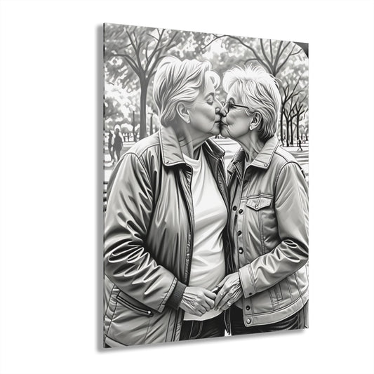 Celebrate Love: Acrylic Print of Life-long partners | Lesbian Acrylic Wall Art | Lovers Portraits | Couples Art | LGBTQ+ Wall Decor |