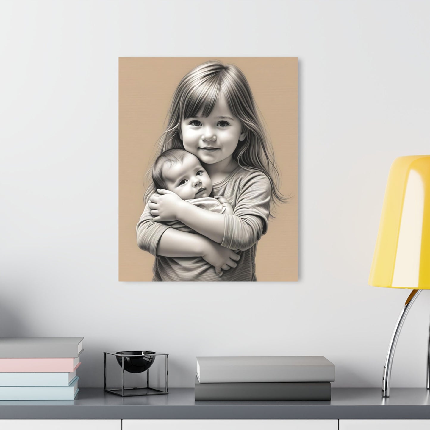 Big Sister and Baby Sister Acrylic Print | Family Wall Art | Sisterhood Decor | Sentimental Artwork for Kids’ Room | Gift for Sisters